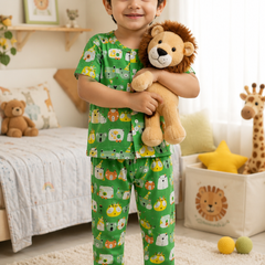 Green Panda - 100% Cotton Poplin | Unisex | Half Sleeve Cotton Sets for New Born to 6 Years