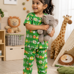 Green Panda - 100% Cotton Poplin | Unisex | Half Sleeve Cotton Sets for New Born to 6 Years
