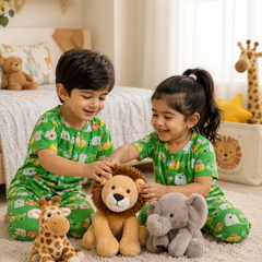 Green Panda - 100% Cotton Poplin | Unisex | Half Sleeve Cotton Sets for New Born to 6 Years