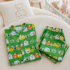 Green Panda - 100% Cotton Poplin | Unisex | Half Sleeve Cotton Sets for New Born to 6 Years