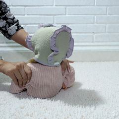 Green Purple Kradyl Kroft Baby Caps Set of 2 with Soft Toy Embellishment