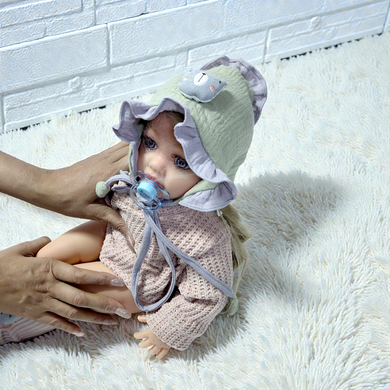 Green Purple Kradyl Kroft Baby Caps Set of 2 with Soft Toy Embellishment
