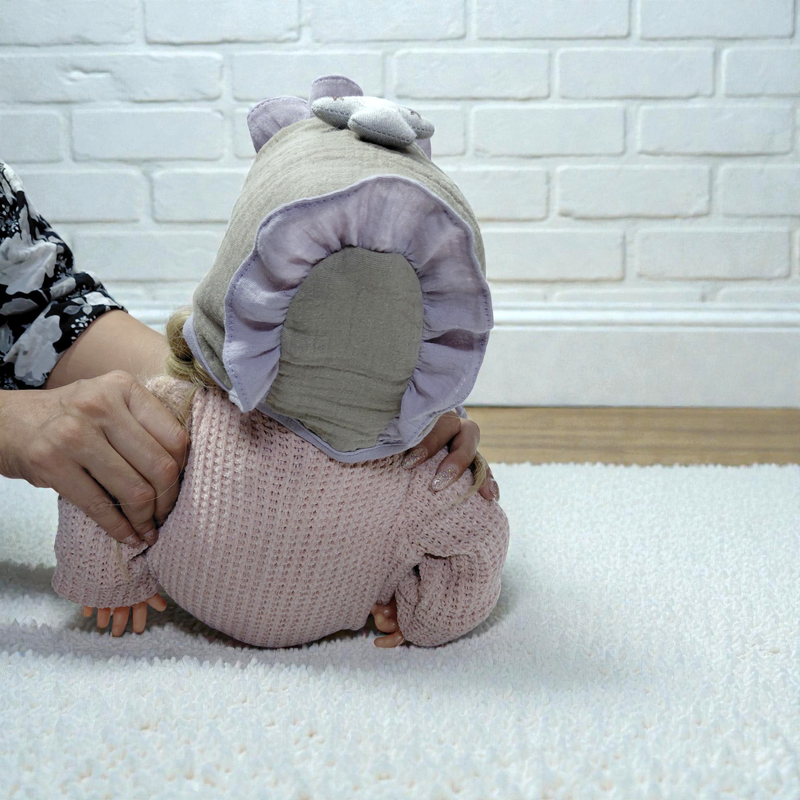 Grey Purple Kradyl Kroft Baby Caps Set of 2 with Soft Toy Embellishment
