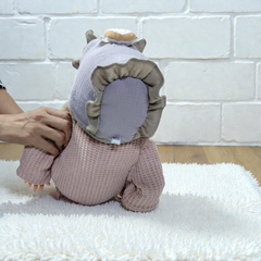 Grey Purple Kradyl Kroft Baby Caps Set of 2 with Soft Toy Embellishment