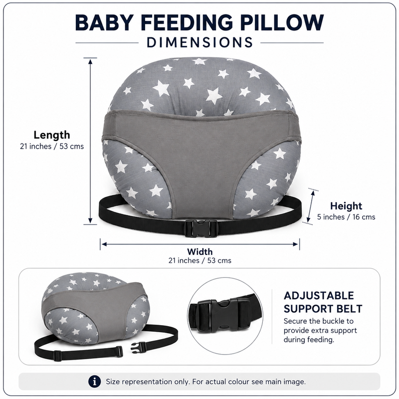 Grey Star-Baby Feeding Pillow | Nursing Pillow | Breastfeeding Pillow