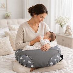 Grey Star-Baby Feeding Pillow | Nursing Pillow | Breastfeeding Pillow