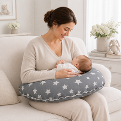 Grey Star-Baby Feeding Pillow | Nursing Pillow | Breastfeeding Pillow