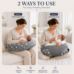 Grey Star-Baby Feeding Pillow | Nursing Pillow | Breastfeeding Pillow