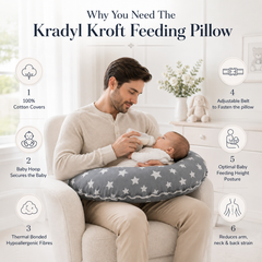 Grey Star-Baby Feeding Pillow | Nursing Pillow | Breastfeeding Pillow