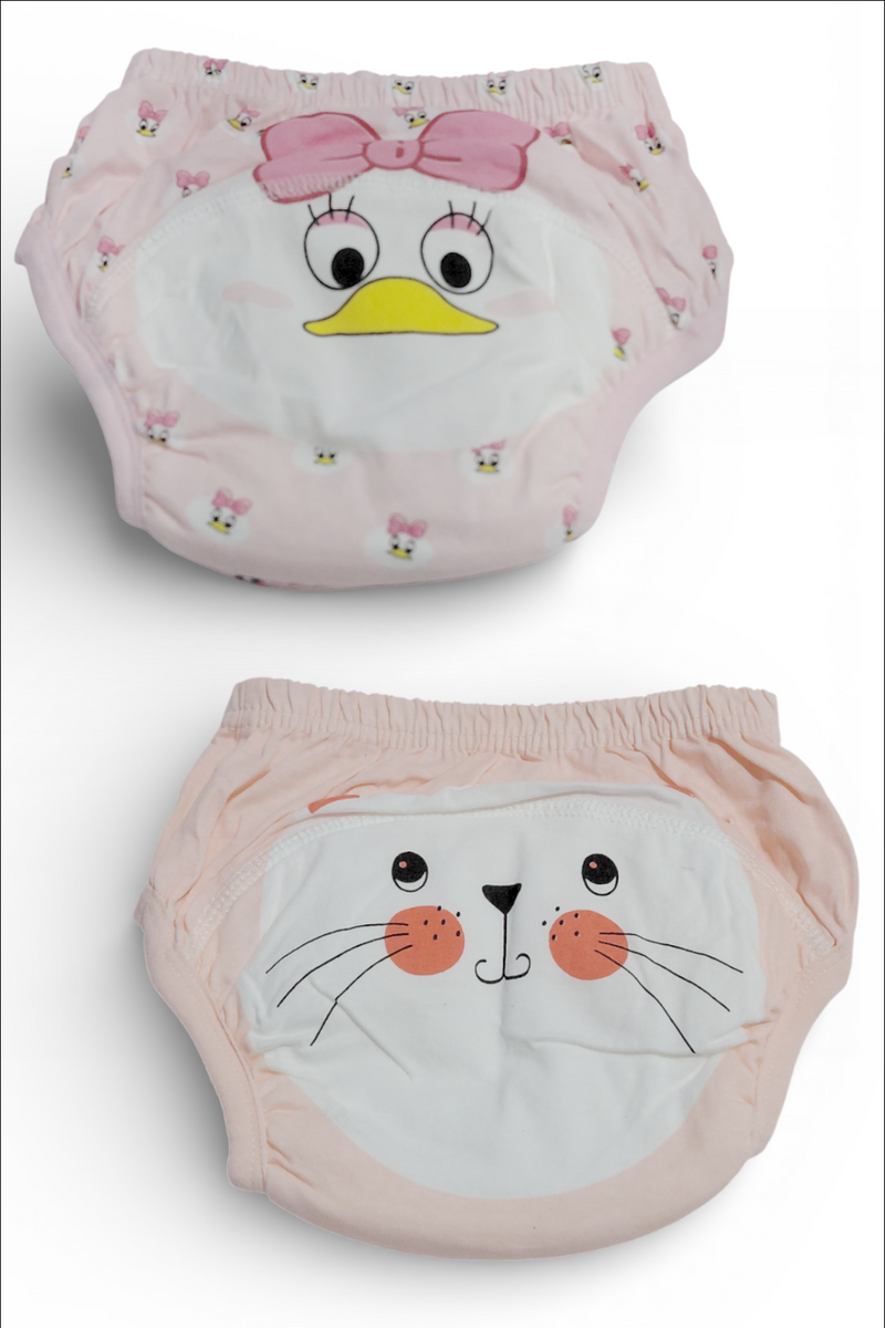 Set of 2 Diaper Training Pull Up Pants Reusable Breathable Soft Cotton Diaper Training Pants (Size Medium 12 to 18 Months)