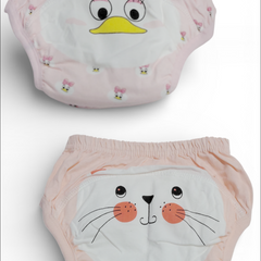 Set of 2 Diaper Training Pull Up Pants Reusable Breathable Soft Cotton Diaper Training Pants (Size Medium 12 to 18 Months)