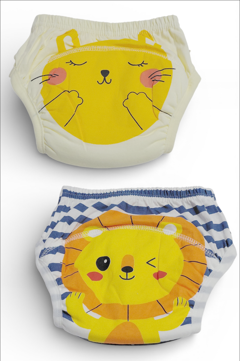 Set of 2 Diaper Training Pull Up Pants Reusable Breathable Soft Cotton Diaper Training Pants (Size Medium 12 to 18 Months)