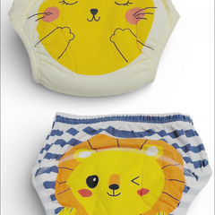 Set of 2 Diaper Training Pull Up Pants Reusable Breathable Soft Cotton Diaper Training Pants (Size Medium 12 to 18 Months)