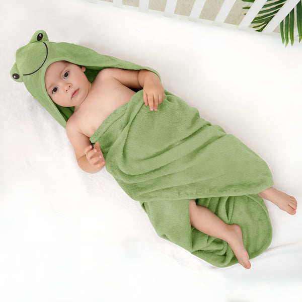 Happy Frog Cotton Hooded Baby Bath Towel