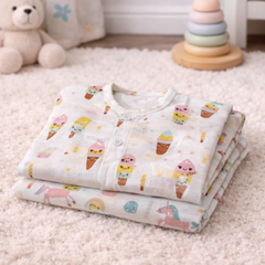 Ice Cream | Checkered Muslin | Soft Unisex Muslin Set for New Born to 6 Years