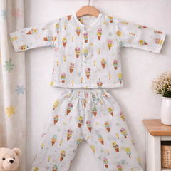Ice Cream | Checkered Muslin | Soft Unisex Muslin Set for New Born to 6 Years