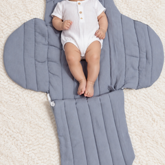 Quilted Butterfly Hooded Muslin Swaddle Blanket with Ties for 0-6 Months - Grey Star