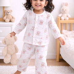 Cutie Pie - Kradyl Kroft Premium Crinkled Double Layered Soft Muslin Night Suit Set for New Born to 6 Years