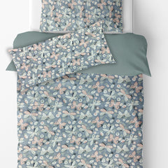 Kradyl Kroft Kids 3 Pcs Bedding Set with Removable Covers | Duvet, Pillow and Lumbar Pillow with 100% Cotton Covers - Grey Butterfly