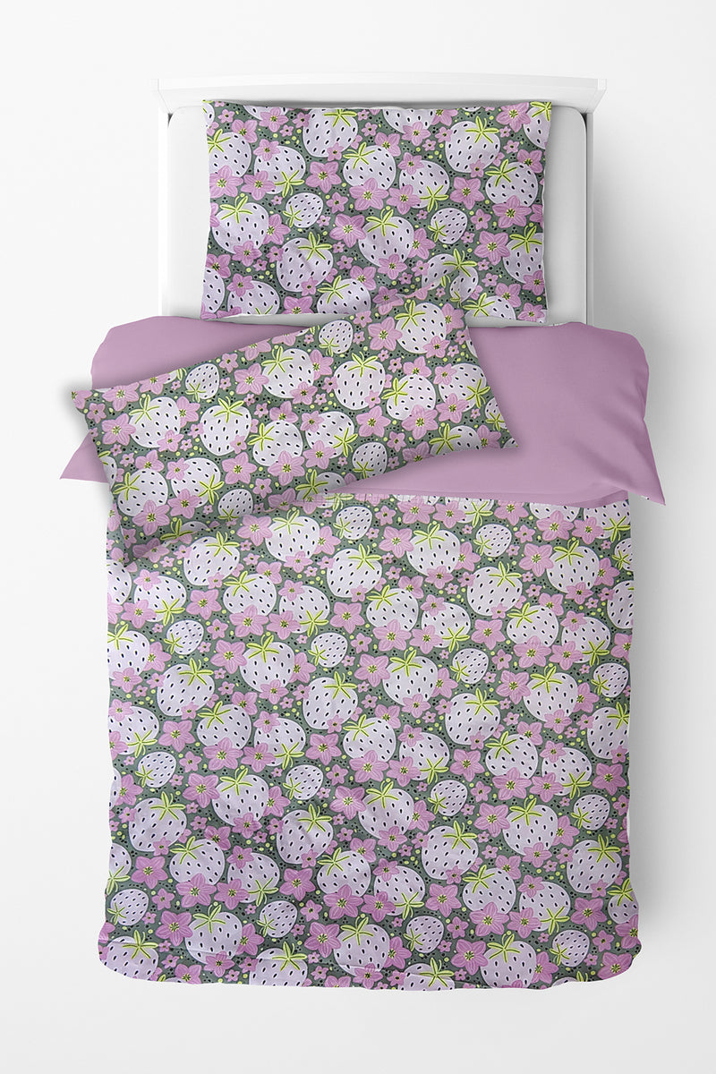 Kradyl Kroft Kids 3 Pcs Bedding Set with Removable Covers | Duvet, Pillow and Lumbar Pillow with 100% Cotton Covers - Very Berry