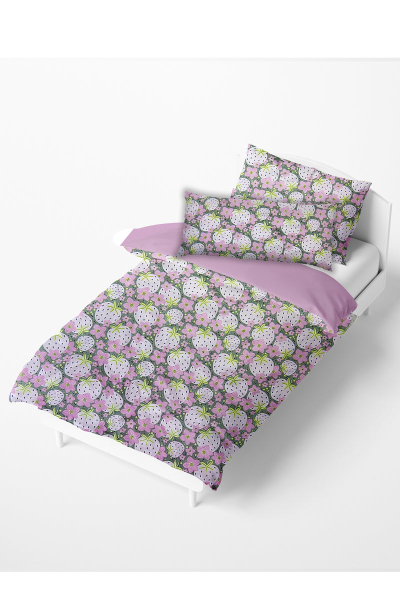 Kradyl Kroft Kids 3 Pcs Bedding Set with Removable Covers | Duvet, Pillow and Lumbar Pillow with 100% Cotton Covers - Very Berry