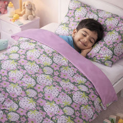 Kradyl Kroft Kids 3 Pcs Bedding Set with Removable Covers | Duvet, Pillow and Lumbar Pillow with 100% Cotton Covers - Very Berry