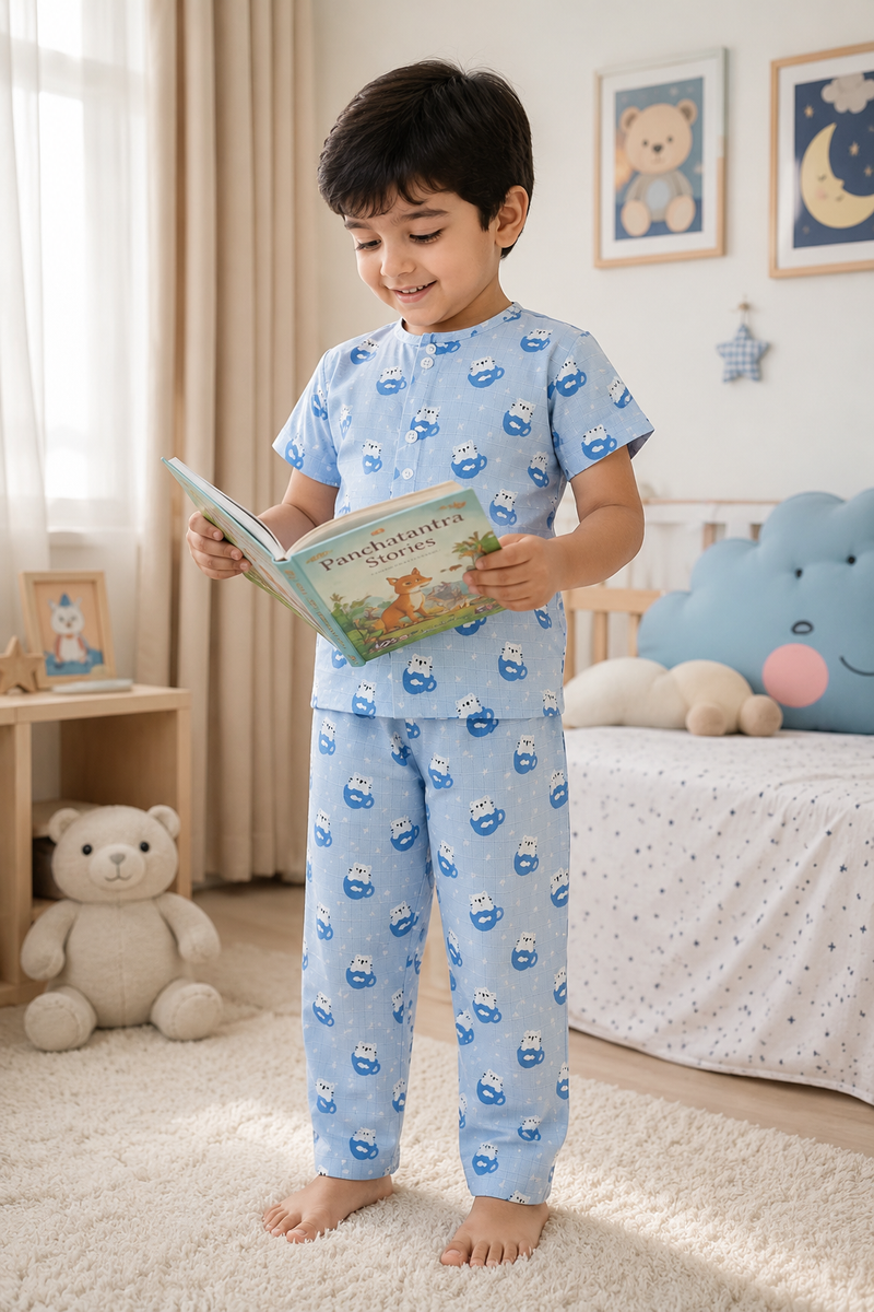 Kitty Kup |Half Sleeves| Checkered Muslin| Soft Unisex Muslin Set for New Born to 6 Years