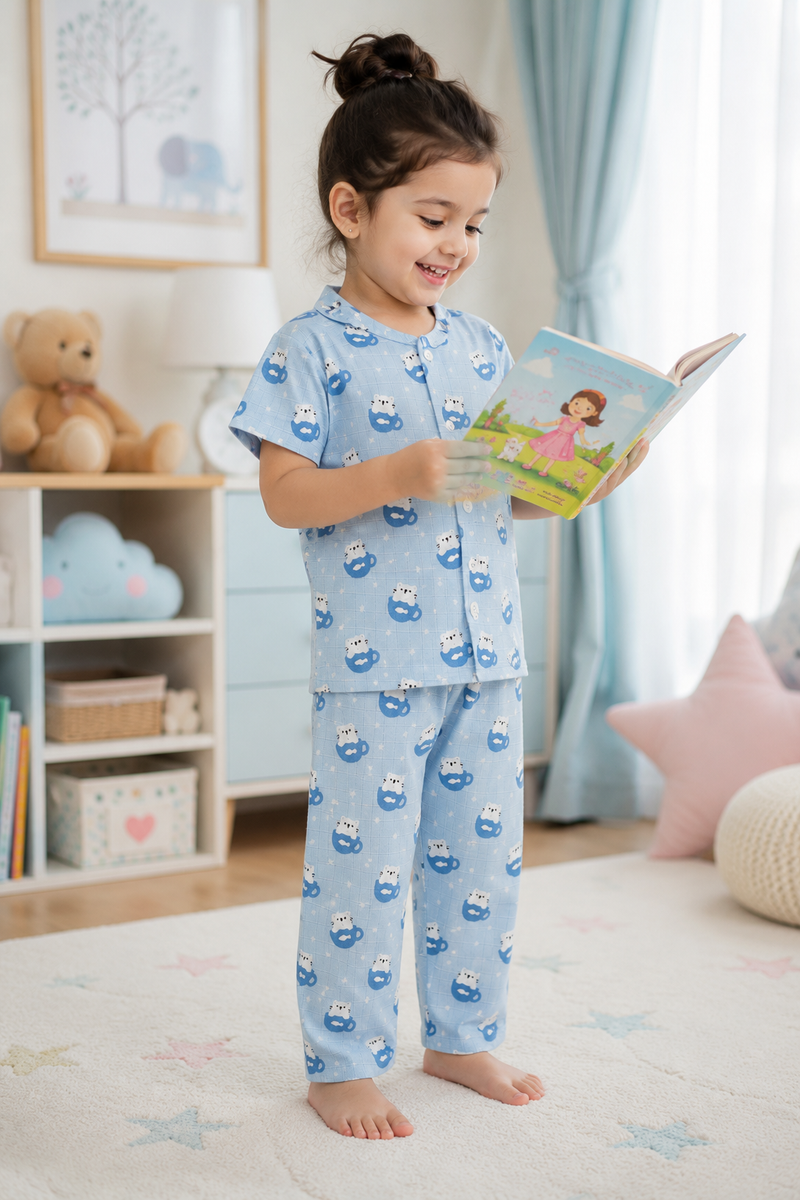 Kitty Kup |Half Sleeves| Checkered Muslin| Soft Unisex Muslin Set for New Born to 6 Years
