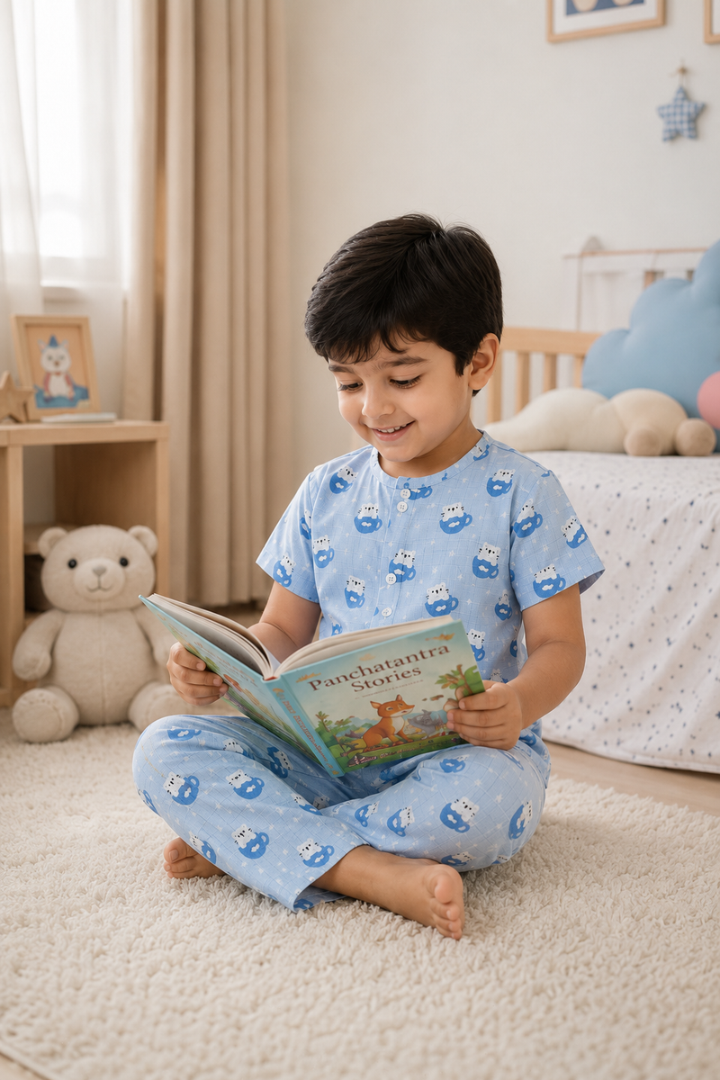 Kitty Kup |Half Sleeves| Checkered Muslin| Soft Unisex Muslin Set for New Born to 6 Years