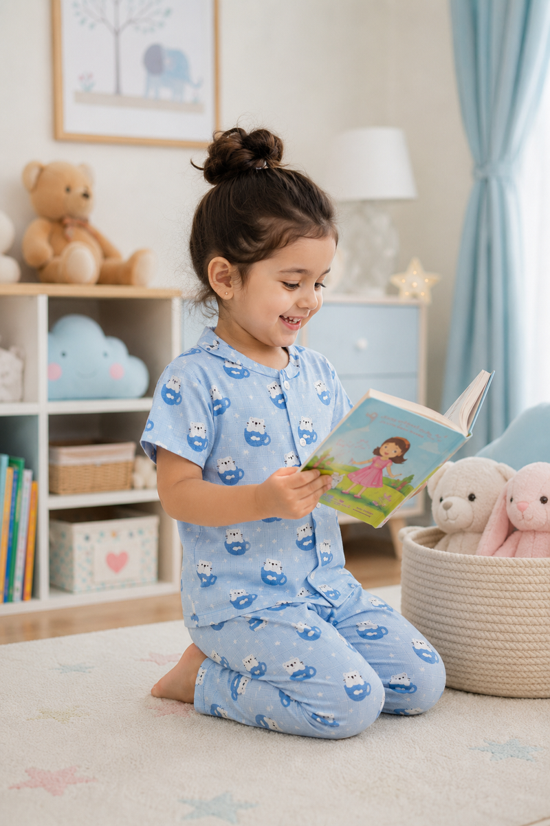 Kitty Kup |Half Sleeves| Checkered Muslin| Soft Unisex Muslin Set for New Born to 6 Years