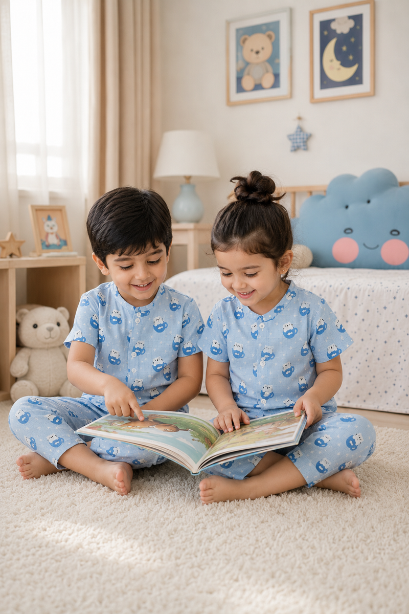 Kitty Kup |Half Sleeves| Checkered Muslin| Soft Unisex Muslin Set for New Born to 6 Years
