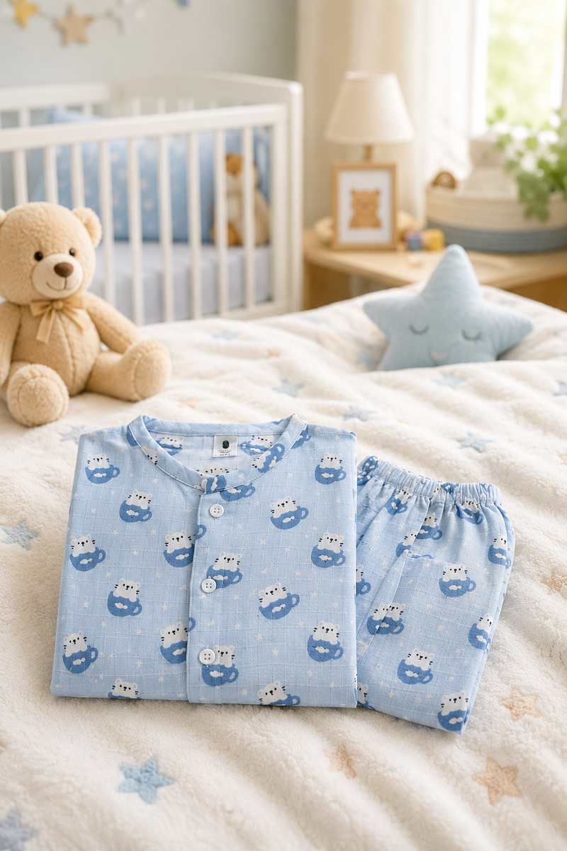 Kitty Kup |Half Sleeves| Checkered Muslin| Soft Unisex Muslin Set for New Born to 6 Years