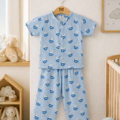 Kitty Kup |Half Sleeves| Checkered Muslin| Soft Unisex Muslin Set for New Born to 6 Years
