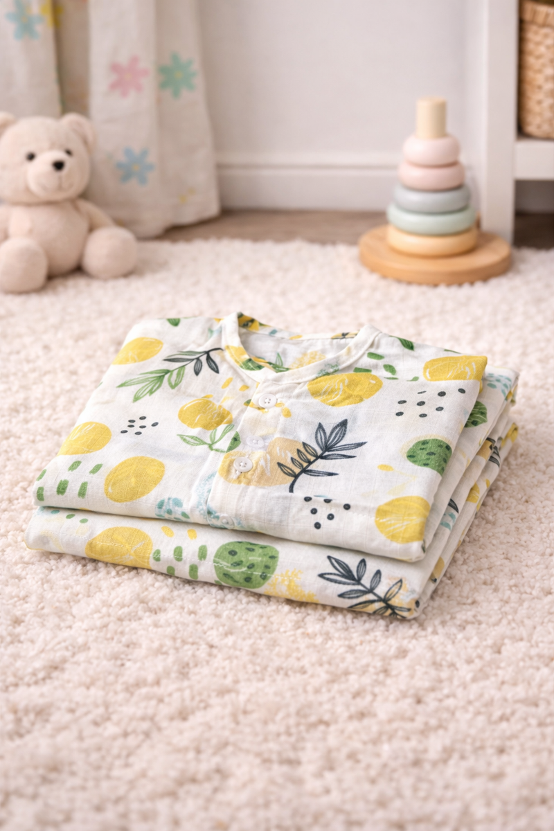 Lemonade | Checkered Muslin | Soft Unisex Muslin Set for New Born to 6 Years