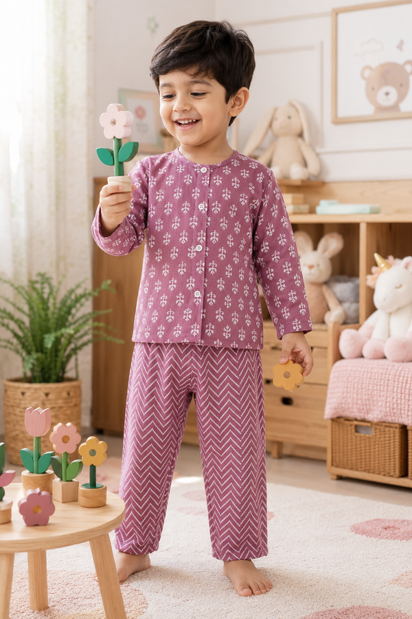 Lilac Motif - Baby 100% Cotton Coord Set