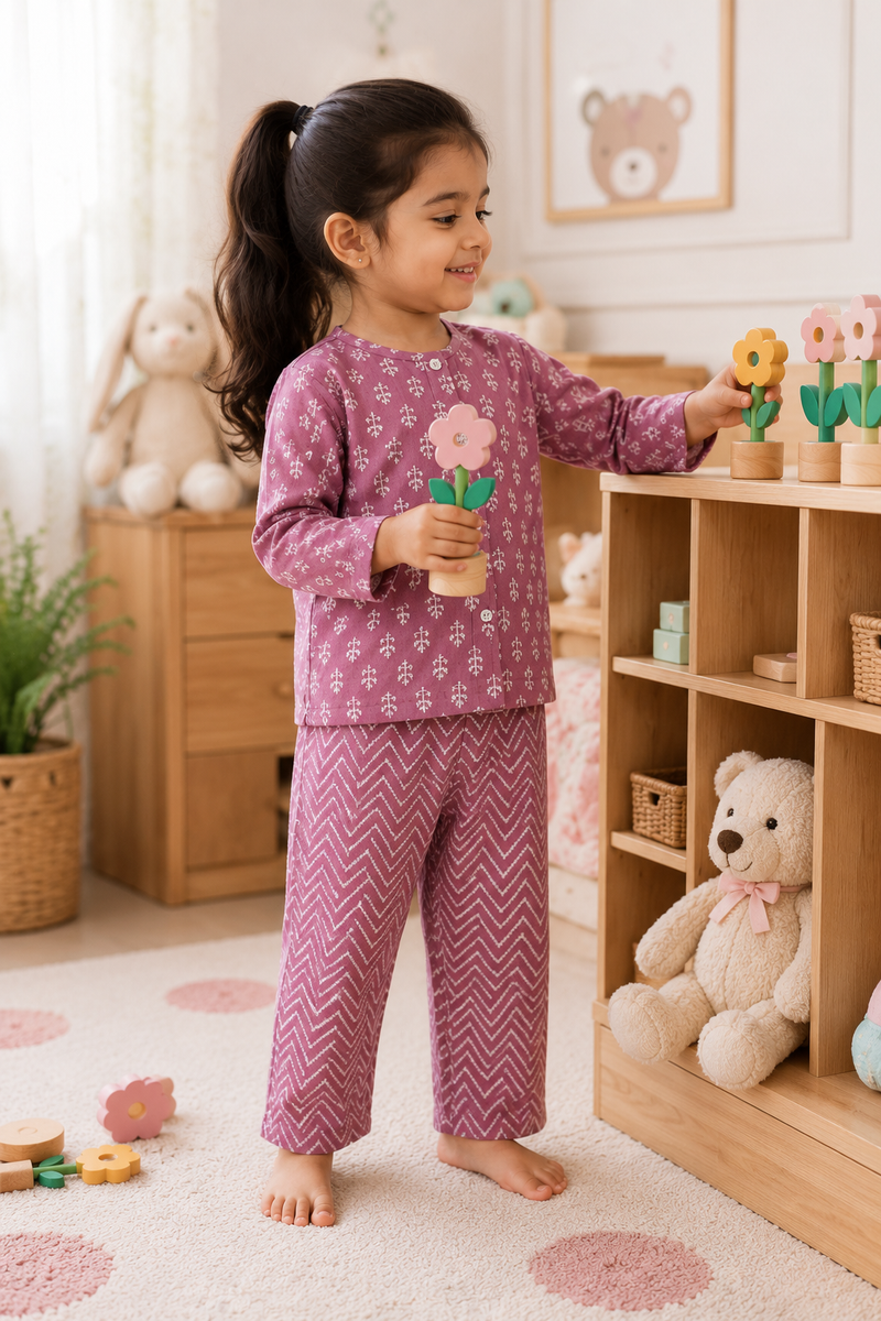Lilac Motif - Baby 100% Cotton Coord Set