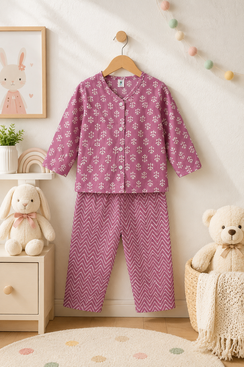 Lilac Motif - Baby 100% Cotton Coord Set
