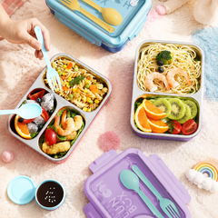 3 Compartment Stainless Steel Lunch Box for Kids, Spoon Fork, Leakproof Tiffin Box, Insulated Bento Lunch Box for School, Boys, Girls & Travel