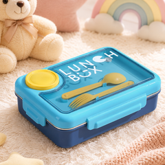 3 Compartment Stainless Steel Lunch Box for Kids, Spoon Fork, Leakproof Tiffin Box, Insulated Bento Lunch Box for School, Boys, Girls & Travel
