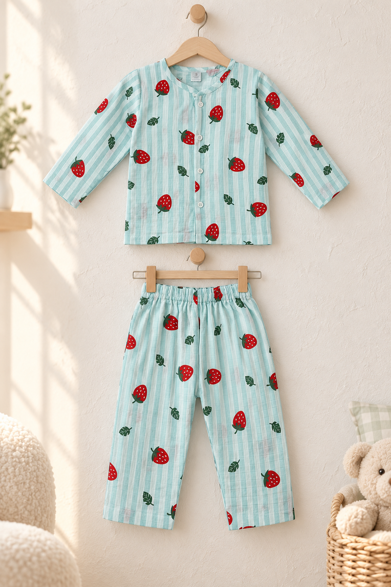 Berry Stripes |Full Sleeves| 120 GSM Checkered Muslin Fabric |  Soft Unisex Muslin Set for New Born to 6 Years