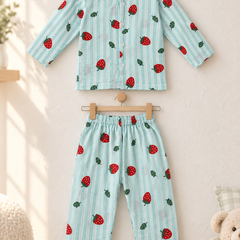 Berry Stripes |Full Sleeves| 120 GSM Checkered Muslin Fabric |  Soft Unisex Muslin Set for New Born to 6 Years