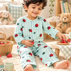 Berry Stripes |Full Sleeves| 120 GSM Checkered Muslin Fabric |  Soft Unisex Muslin Set for New Born to 6 Years