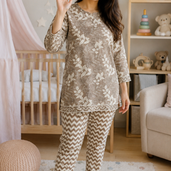 Beige Floral - Mom's Coord Set