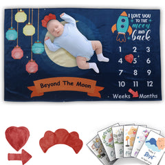 Moon N Back- Milestone Blanket Quilt with 6 Milestone Cards and Markers