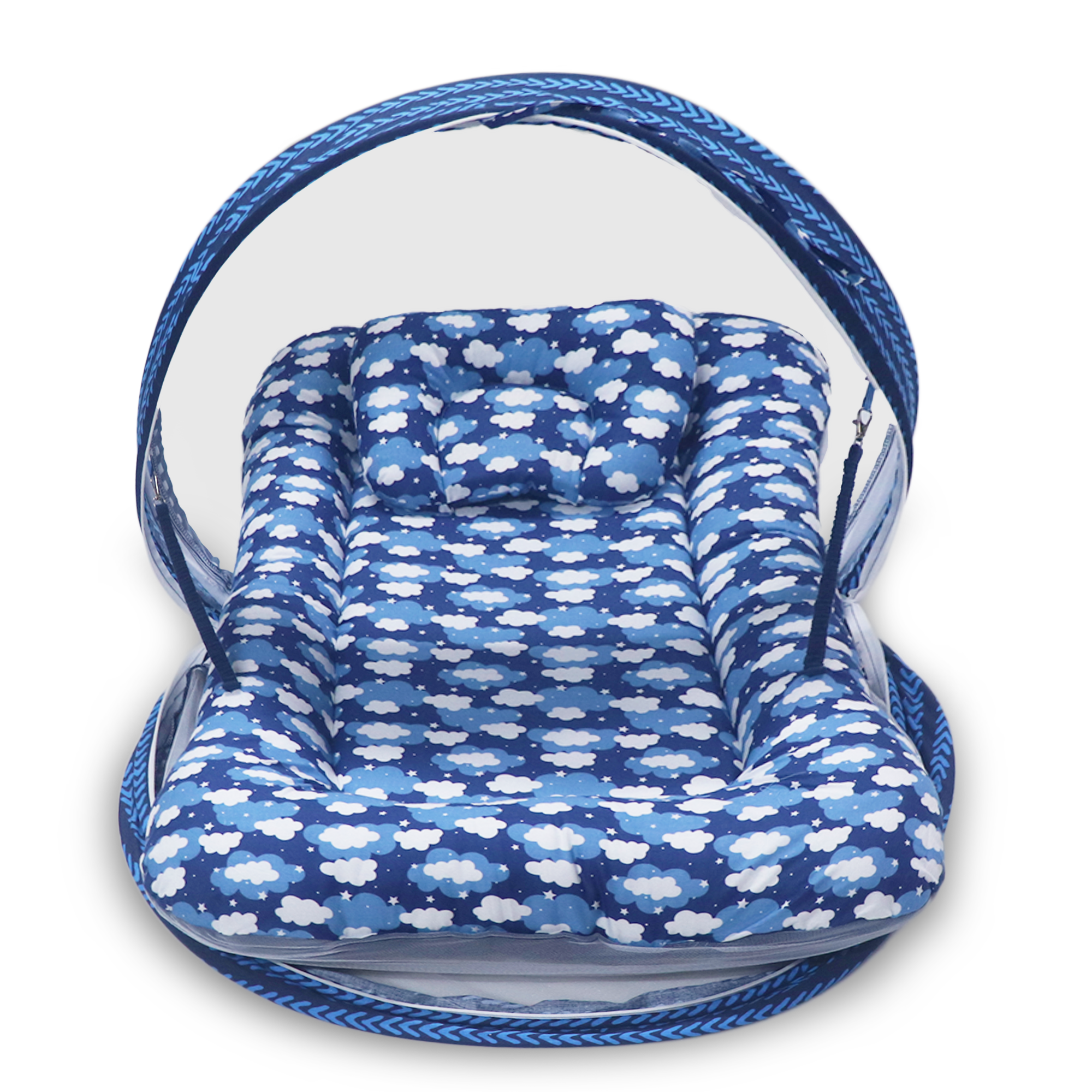 Blue Clouds -  Kradyl Kroft Bassinet Style Mosquito Net Bedding for Infants