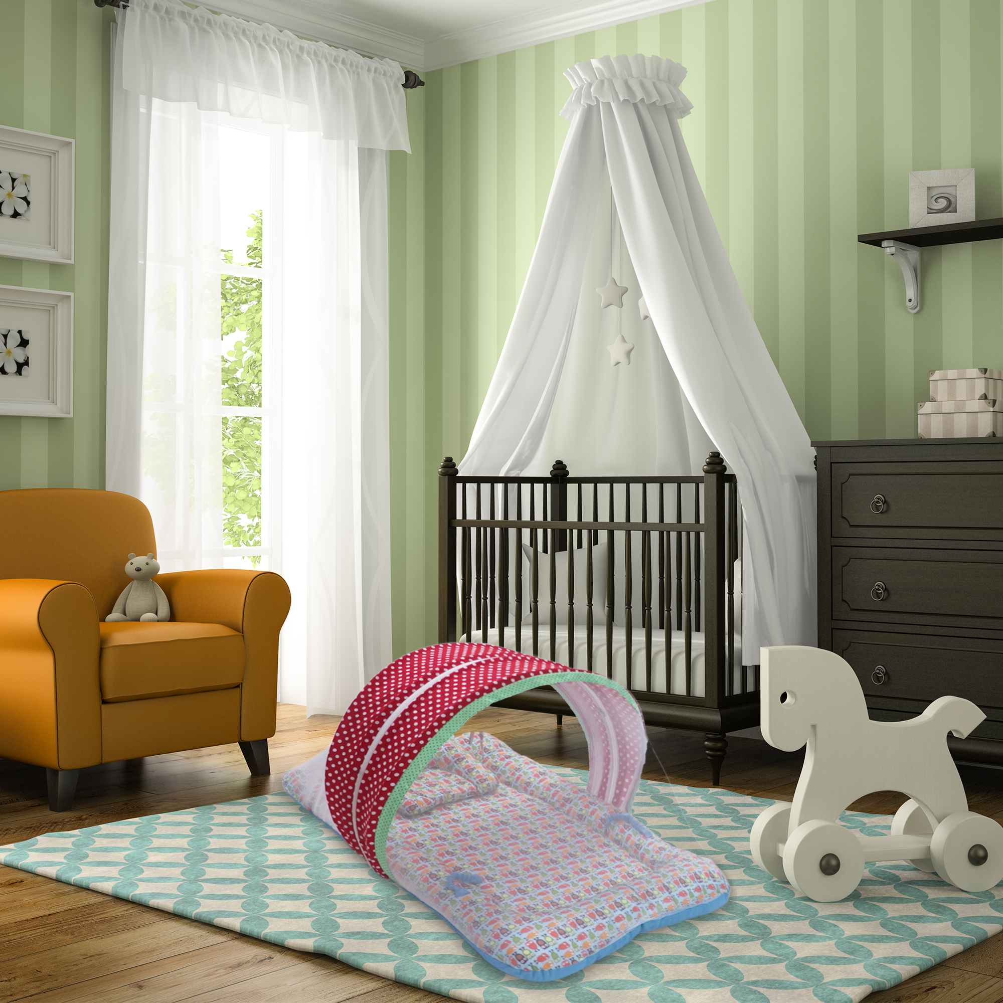 Happy Owls -  Kradyl Kroft Bassinet Style Mosquito Net Bedding for Infants
