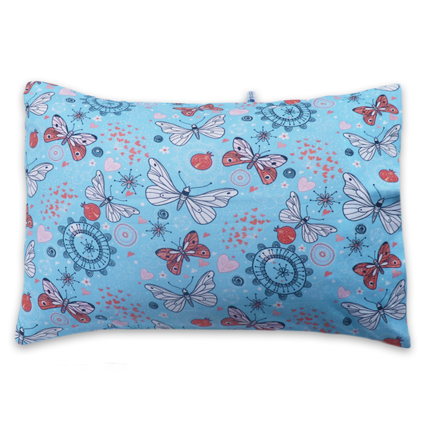 Blue Butterfly - Toddler Pillow with 100% Cotton Removable cover - 20 X 15 Inches | Children Pillows
