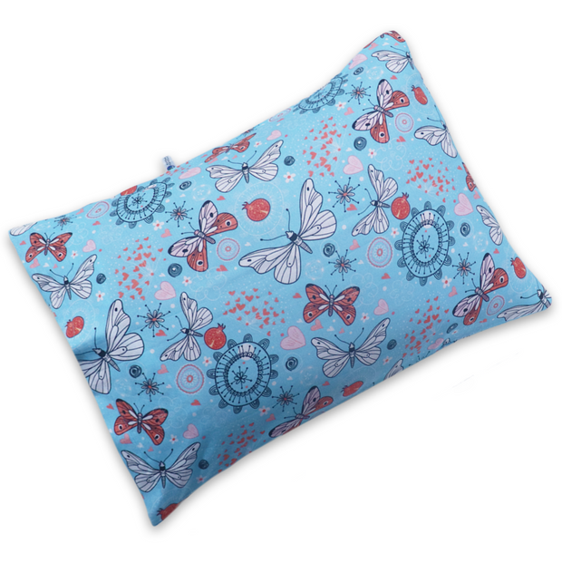 Blue Butterfly - Toddler Pillow with 100% Cotton Removable cover - 20 X 15 Inches | Children Pillows