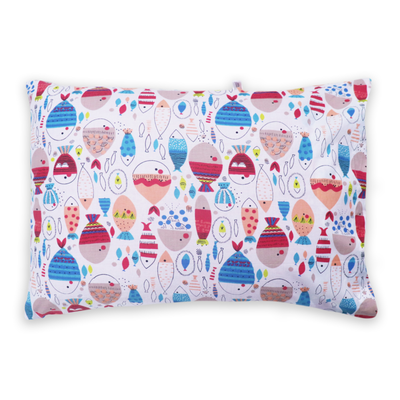 Colorful Fishes - Toddler Pillow with 100% Cotton Removable cover - 20 X 15 Inches | Children Pillows