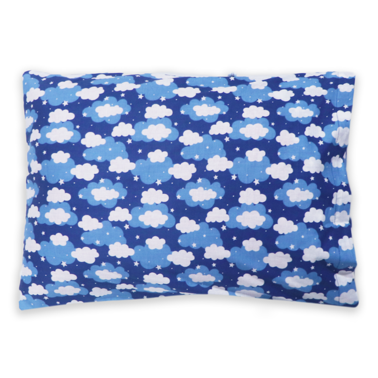 Blue Clouds - Toddler Pillow with 100% Cotton Removable cover - 20 X 15 Inches | Children Pillows